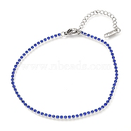 304 Stainless Steel Rhinestone Cup Chain Bracelets, with Lobster Claw Clasps, Stainless Steel Color, Blue, 8-3/8 inch(21.2cm)(AJEW-B004-01C)