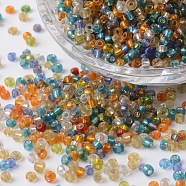 8/0 Silver Lined Round Glass Seed Beads, Mixed Color, 2.5~3.5x2~2.5mm, Hole: 0.8~1mm, about 1329pcs/50g(X-SEED-K003-3mm-M07)