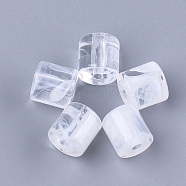 Acrylic Beads, Imitation Gemstone, Column, Clear & White, 10x9.5mm, Hole: 2mm, about 580pcs/500g(OACR-S028-091)