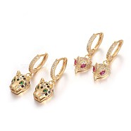 Brass Leverback Earrings, with Cubic Zirconia, Mixed Shapes, Golden, Mixed Color, 30mm, Pin: 1mm(EJEW-E234-04-G)