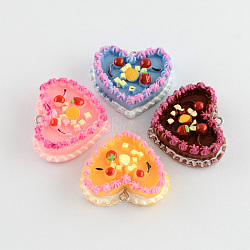 Food Resin Cake Pendants, Mixed Color, 28x33x11mm, Hole: 2mm(X-RESI-R127-02)
