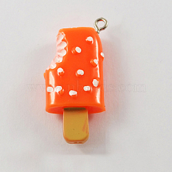 Resin Pendants, Ice Cream Sticks, Orange Red, 40~44x18~20x11~12mm, Hole: 2~3mm(X-RESI-Q046-6)
