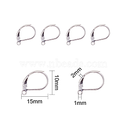 304 Stainless Steel Leverback Earring Findings, with Loop, Silver Color Plated, 10x15x2mm, Hole: 1mm(X-STAS-L190-14S)