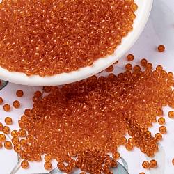 MIYUKI Round Rocailles Beads, Japanese Seed Beads, 8/0, (RR139) Transparent Tangerine, 8/0, 3mm, Hole: 1mm, about 19000~20500pcs/pound(SEED-G008-RR0139)
