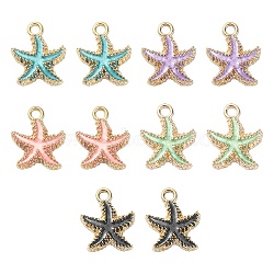 10Pcs 5 Colors Alloy Enamel Pendants, Starfish, Light Gold, Mixed Color, 18x15x3mm, Hole: 2.5mm, 2pcs/color(ENAM-YW0002-66)