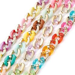 Handmade Acrylic & CCB Plastic Curb Chains, Twisted Chains, with Glitter Powder, Colorful, Links: 22.5x16x5mm, about 39.37 inch(1m)/strand(AJEW-JB00985)