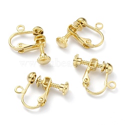Brass Clip-on Earring Findings, Spiral Ear Clip, Components Screw Back Ear Wire Non Pierced Earring Converter, with Loop, for Jewelry Making, Real 24K Gold Plated, 17x14x5mm, Hole: 1.6mm(X-KK-Z007-21G)