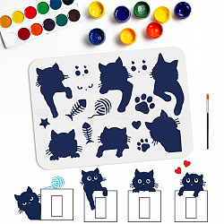 US 1Pc PET Hollow Out Drawing Painting Stencils, for DIY Scrapbook, Photo Album, with 1Pc Art Paint Brushes, Cat Shape, 210x297mm(DIY-MA0002-32E)