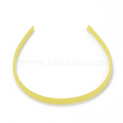 Hair Accessories Plain Plastic Hair Band Findings, No Teeth, with Grosgrain, Yellow, 128mm(OHAR-S195-02B)