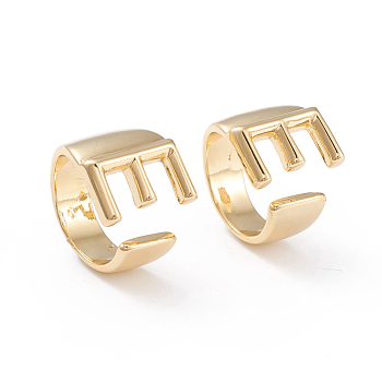 Brass Cuff Rings, Open Rings, Long-Lasting Plated, Real 18K Gold Plated, Letter.E, Size 6, 17mm