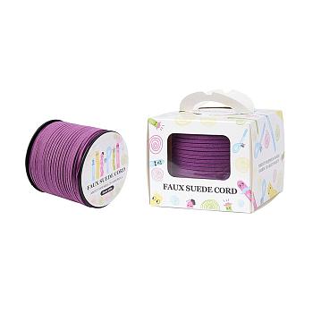 Faux Suede Cord, Faux Suede Lace, Paper Box Packing, Purple, 3.0x1.4mm, about 98.43yards/roll(90m/roll)
