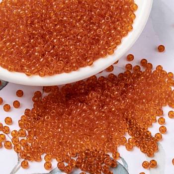 MIYUKI Round Rocailles Beads, Japanese Seed Beads, 8/0, (RR139) Transparent Tangerine, 8/0, 3mm, Hole: 1mm, about 19000~20500pcs/pound