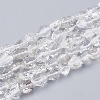 Natural Quartz Crystal Beads Strands, Tumbled Stone, Nuggets, 3~14x2~9x2.5~8mm, Hole: 1mm, about 50~55pcs/strand, 15.94 inch