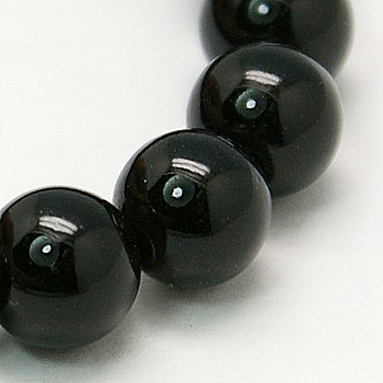 Natural Mashan Jade Round Beads Strands, Dyed, Black, 4mm, Hole: 1mm, about 98pcs/strand, 15.7 inch