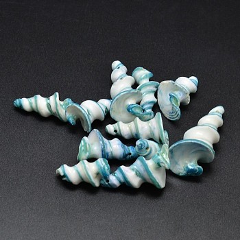 Natural Shell Nuggets Beads, Pale Turquoise, 22~25x11~15mm, Hole: 1mm, about 31pcs/114g