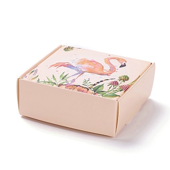 Creative Folding Wedding Candy Cardboard Box, Small Paper Gift Boxes, for Handmade Soap and Trinkets, Floral Pattern, 7.7x7.6x3.1cm, Unfold: 24x20x0.05cm