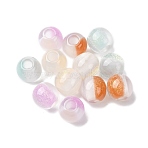 Opaque Resin with Glitter Powder European Beads, Round Large Hole Beads, Mixed Color, 16x14.5mm, Hole: 6mm(RESI-G119-04)