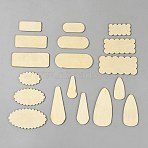 Plywood Hair Accessories Template, Mixed Shapes Unfinished Wood, BurlyWood, 45~76.5x20~40.5x2mm(AJEW-WH0609-019)