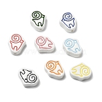Handmade Porcelain Beads, Hand Painted Ceramic Beads, Snail, Famille Rose Porcelain, Mixed Color, 20x17x7.5mm, Hole: 2.5mm(PORC-Z004-01)