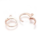 304 Stainless Steel Leverback Earring Findings, with Loop, Rose Gold, 14.5x12.5x1.5mm, Hole: 1.4mm, Pin: 0.7x0.9mm(STAS-E460-02RG)