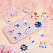 65 Pieces Ocean Theme Resin Cabochons Cute Resin Pendant Crab Starfish Resin Charm for DIY Making Craft Hair Clip Scrapbooking Decor, Blue, 30x24.5mm(JX390A)