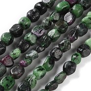 Natural Ruby in Zoisite Beads Strands, Nuggets, Tumbled Stone, 4.5~11.5x3~7x3.5~6mm, Hole: 1.2mm, about 48~68pcs/strand, 15.35~15.94''(39~40.5cm)(G-P497-01C-50)