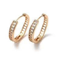 Brass Micro Pave Cubic Zirconia Hoop Earrings for Women, Hollow Rectangle, Light Gold, 26x4.5mm(EJEW-M238-33KCG)