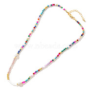 Bohemian Handmade Glass Seed Beaded Necklaces, Colorful, 16.54 inch(42cm)(GG7843)