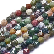 Natural Indian Agate Beads Strands, Faceted, Round, Round, 6~6.5x5.5mm, Hole: 1mm, about 63pcs/strand, 15.16 inch(38.5cm)(G-L552O-07-6mm)