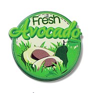 Fruit Theme Acrylic Pendants, Avocado, 37.5x38x2.5mm, Hole: 1.5mm(MACR-C031-03A)