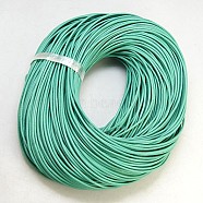 Cowhide Leather Cord, Leather Jewelry Cord, Jewelry DIY Making Material, Round, Dyed, Light Cyan, 2mm(X-WL-2MM-A22)