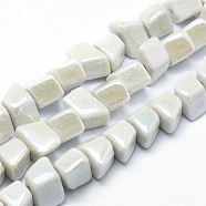 Handmade Eco-Friendly Porcelain Beads, Nuggets, White, 20x13.5~14x13~14mm, Hole: 3mm(PORC-P027-A10)