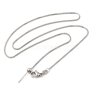 304 Stainless Steel Box Chain Necklace for Women, for Beadable Necklace Making, Stainless Steel Color, 17.24 inch(43.8cm)(NJEW-G104-05P)