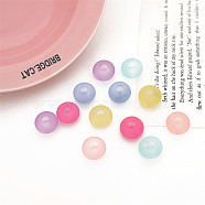 Rubberized Style Transparent Acrylic Beads, Large Hole Beads, Round, Mixed Color, 14x9mm, Hole: 4.9mm(OACR-K009-05)