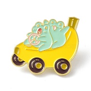 Cartoon Banana & Frog Enamel Pin, Alloy Enamel Brooch Pin for Clothes Bags, Golden, Yellow, 25.5x27.5x10mm, Pin: 1mm(JEWB-P008-D02)