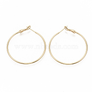 Brass Hoop Earrings, Nickel Free, Ring Shape, Real 18K Gold Plated, 7 Gauge, 40.5x40~41x3.5mm, Pin: 0.8mm(EJEW-T007-01G-NF)