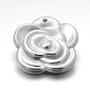 CCB Plastic Pendants, Flower, Platinum, 35x34x8mm, Hole: 2mm(CCB-J028-15P)