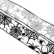 Polyester Ribbons, Garment Accessories, Halloween Theme, Spider Pattern, 2-1/2 inch(63mm)(OCOR-TAC0013-03B)