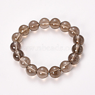 Natural Smoky Quartz Beaded Stretch Bracelets, Round, 2-1/8 inch(55mm), Bead: 8~9mm(BJEW-Q692-54-8mm)