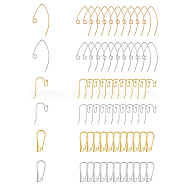 72Pcs 6 Style Brass Earring Hooks, Ear Wire, with Horizontal Loop, Platinum & Golden, 20.5~29x8.5~15mm, Hole: 2mm, Pin: 0.6~0.7mm, 12pcs/style(KK-FH0006-23)