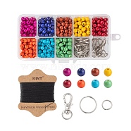 DIY Fidget Toy Making Kits, Including Synthetic Turquoise Round Beads Strands, Alloy Swivel Clasps, Iron Split Key Rings & Jump Rings, Waxed Nylon Cord, Platinum, Beads: 8strands(DIY-LS0002-97P)