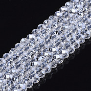 Electroplate Glass Beads Strands, Pearl Luster Plated, Faceted, Rondelle, Clear, 2.5x2mm, Hole: 0.4mm, about 150~155pcs/strand, 32~33cm(EGLA-A034-T1mm-A08)