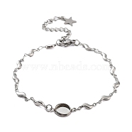 201 Stainless Steel Link Bracelet Settings Fit for Cabochons, with 304 Stainless Steel Tray, Bracelet Making with Link Chains, Letter S, 7-1/2 inch(19.2cm)(MAK-K023-01C-P)