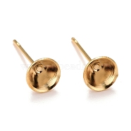 304 Stainless Steel Post Stud Earring Settings, for Pointed Back Chaton Rhinestone, Golden, Fit For 6mm Rhinestone, 6.5mm, Pin: 0.7mm(STAS-L238-082E-G)