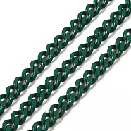 Spray Painted 304 Stainless Steel Curb Chains, with Spool, Unwelded, Green, 5x3.5x1.6mm(STAS-B067-05B-07)