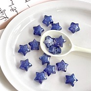 Transparent Acrylic Beads, with Glitter Powder, Star, Dark Blue, 20.8x21.8x13.1mm, Hole: 3.5mm(OACR-F011-20G)