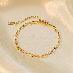 304 Stainless Steel Link Chain Braclets, Real 18K Gold Plated, 6-3/8 inch(16.2cm)(BJEW-C084-06G)