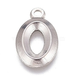 304 Stainless Steel Pendants, Alphabet, Letter.O, 16x10x2mm, Hole: 1.4mm(STAS-H119-01P-O)