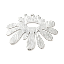 Rack Plating Brass Pendants, Flower Charm, Platinum, 22.5x29x0.5mm, Hole: 1.8x1mm(KK-K351-08P)