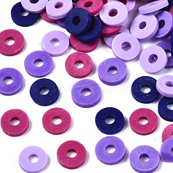 Handmade Polymer Clay Beads, Heishi Beads, for DIY Jewelry Crafts Supplies, Disc/Flat Round, Medium Slate Blue, 6x1mm, Hole: 2mm, about 26000pcs/1000g(CLAY-T019-02B-28)